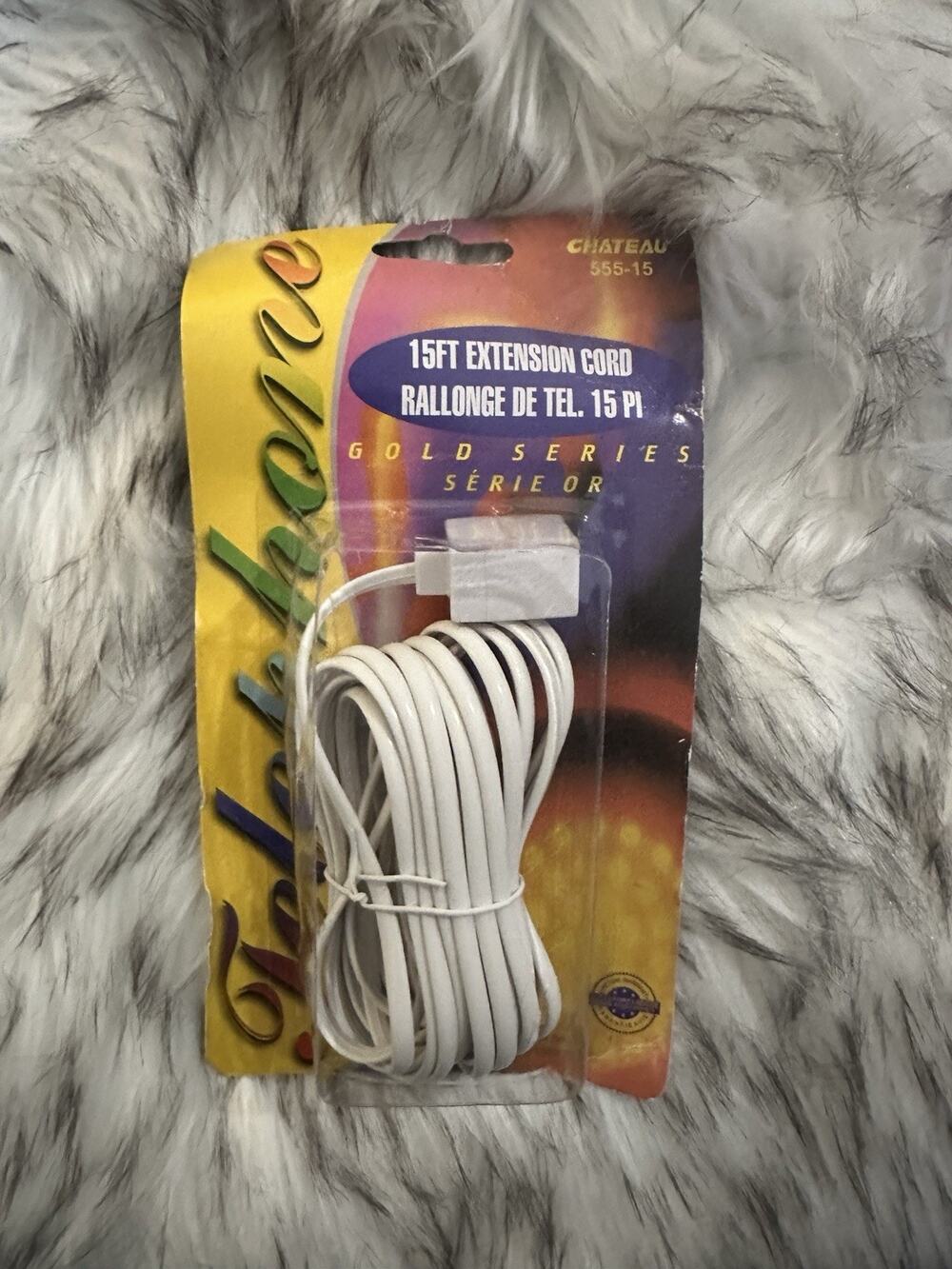 Chateau Gold Series Extension Cable RJ-11 to RJ-11 15 ft White 555-15 Telephone